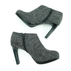 Kelly & Katie Womens Lisanne Bootie Platform Round Toe Zip Up Tweed Gray Size 8